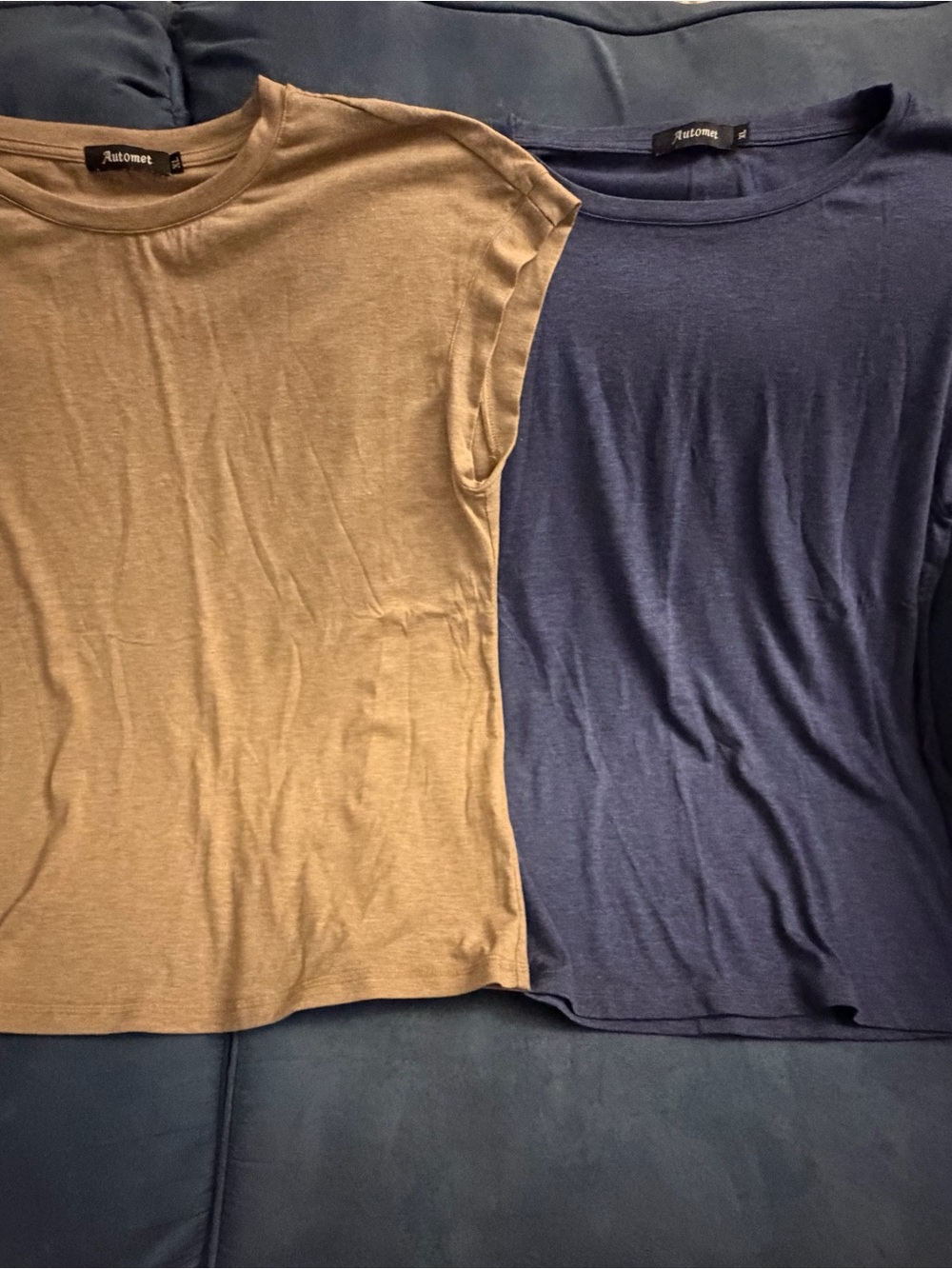 Men’s Short Sleeve Crewneck Tee - Taupe and Navy (2-Pack)